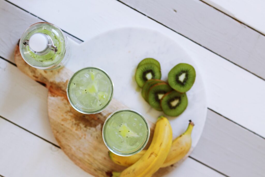 infused water with kiwi and bananas